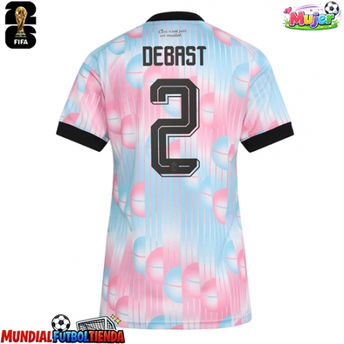 Camiseta Bélgica Zeno Debast #2 Segunda Equipación Replica Mundial 2026 para mujer mangas cortas